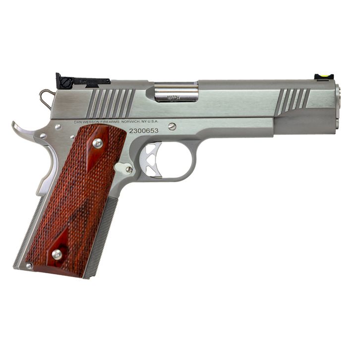 Dan Wesson 01943 Pointman45 ACP Caliber with 5" Barrel, 8+1 Capacity, Overall Stainless Steel Finish, Beavertail Frame, Serrated Brushed Slide & Cocobolo Grip
