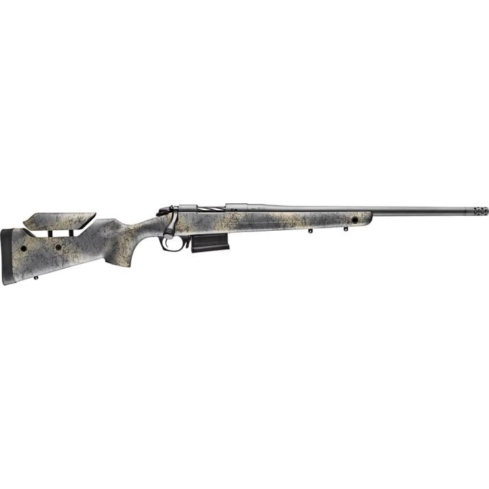 Bergara Rifles B14SM659 B-14 Wilderness Terrain 6.5 PRC 3+1 24" Threaded, Sniper Gray Cerakote Barrel/Rec, Adj. Cheek Piece SoftTouch Woodland Camo Stock with Mini-Chassis, Omni Muzzle Brake