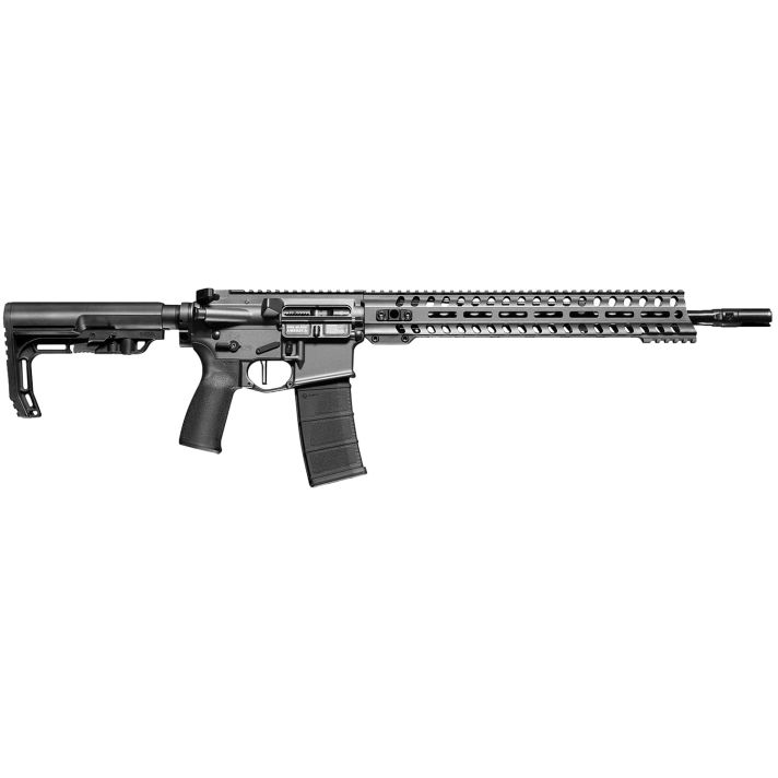 Patriot Ordnance Factory 01645 Minuteman Direct Impingement 5.56x45mm 30+1 16.50" Nitride Treated Threaded Barrel, Tungsten Cerakote Receiver, Synthetic 6 Position MFT Minimalist Stock