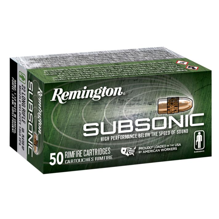 Remington Ammunition 21135 Subsonic Rimfire 22LR 40gr Plated Hollow Point 50 Per Box/100 Case