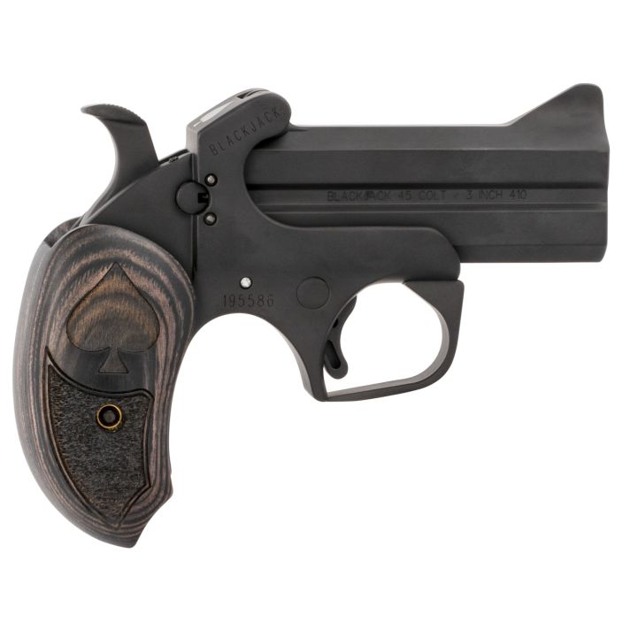 Bond Arms BABJ Black Jack45 Colt (LC) 410 Gauge 2rd Shot 3.50" Black Black Steel Frame Black Ash Grips Features Silver Spade Above Hinge