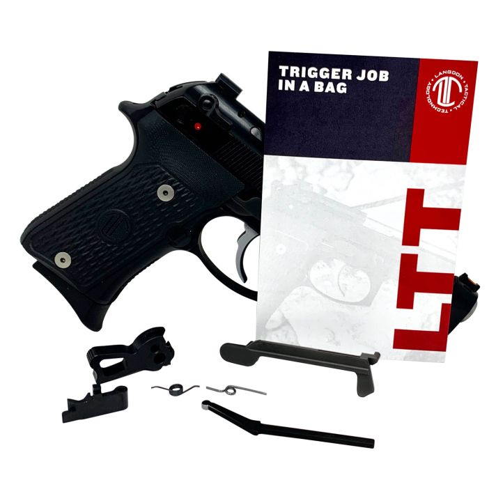 Langdon Tactical Tech 92TJIBE13 Trigger Job In A BagBlack Curved Fits Beretta 92/96/M9 not A1 Right Hand