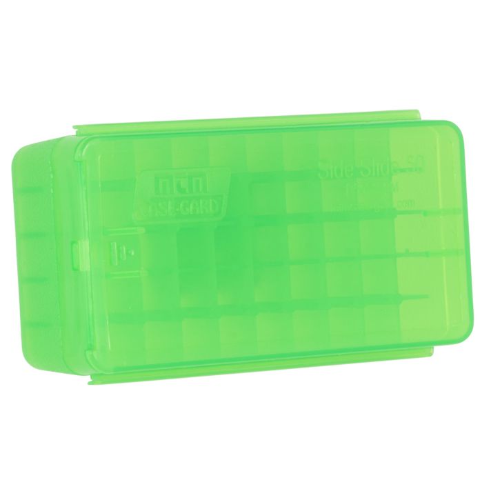 MTM Case-Gard P50SS9M16 Side-Slide Ammo BoxMulti-Caliber Handgun Clear Green Plastic 50rd