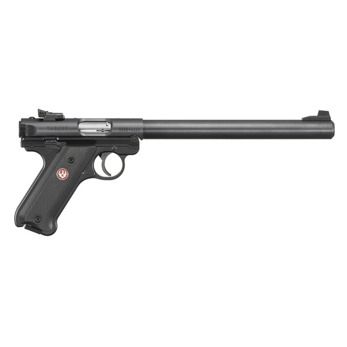 Ruger 40173 Mark IV Target 22 LR 10+1 10" Overall Blued Bull Barrel, Slide & Frame, Black Checkered Polymer Grips