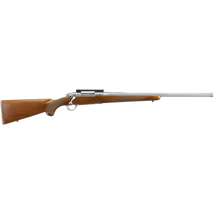 Ruger 57105 Hawkeye Hunter Full Size 6.5 PRC 3+1 22" Satin Stainless Steel Threaded Barrel, Picatinny Rail Steel Receiver, Fixed American Walnut w/Pistol Grip Stock