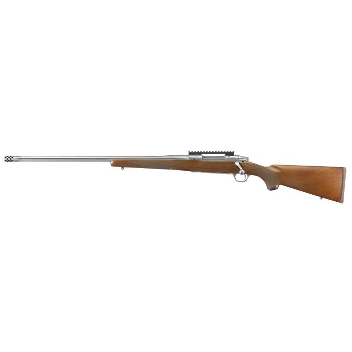 Ruger 57121 Hawkeye Hunter Full Size 300 Win Mag 3+1 24" Satin Stainless Steel Threaded Barrel, Picatinny Rail Steel Receiver, Fixed American Walnut w/Pistol Grip Stock, Left Hand