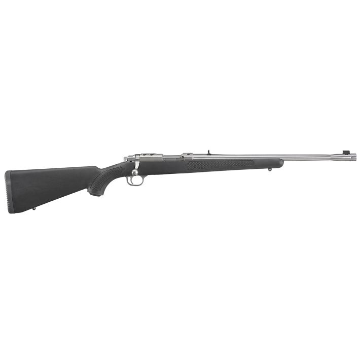 Ruger 7417 77/4444 Rem Mag 4+1 18.50" Threaded Barrel, Brushed Stainless Steel, Integral Scope Mount On A Solid Steel Receiver, Black Synthetic Stock