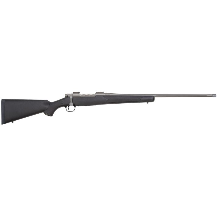 Mossberg 28129 PatriotFull Size 7mm Rem 3+1 24" Stainless Cerakote Fluted Threaded Barrel, Drilled & Tapped Stainless Cerakote Receiver, Black Fixed Synthetic Stock, Right Hand