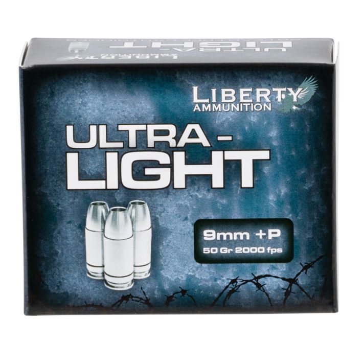 Liberty Ammunition LAUL9052 Ultra-Light9mmLuger+P 50gr Lead Free Fragmenting Hollow Point 20 Per Box/10 Case