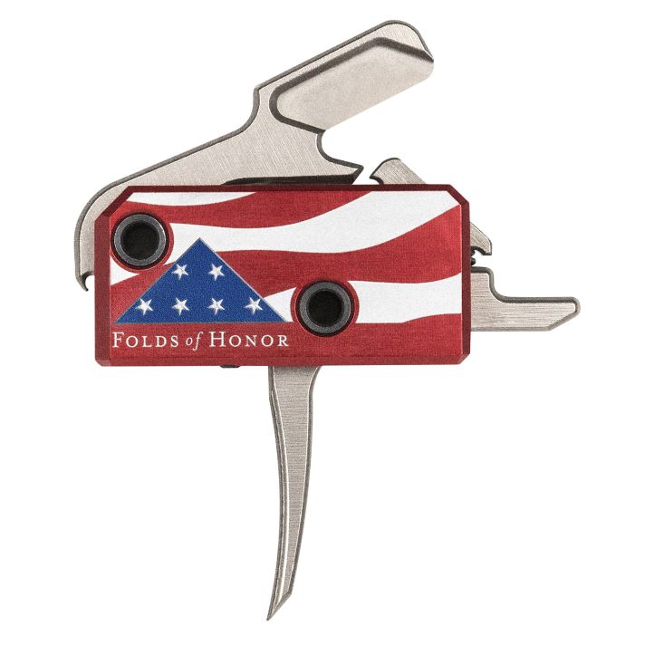 Rise Armament RA13FOLDSPT The Patriot High Performance Single-Stage Flat Trigger with 3.50 lbs Draw Weight & Silver/Red/White/Blue Finish for AR-Platform Right