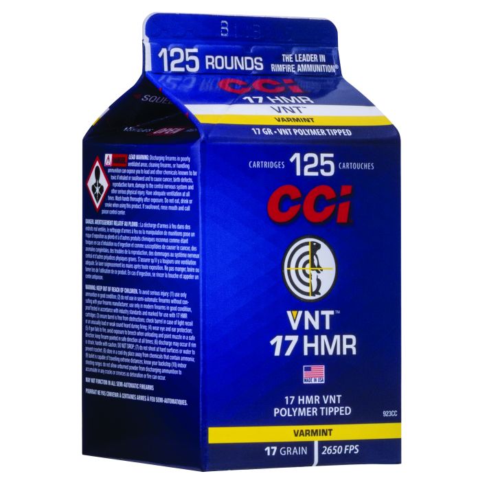 CCI 923CC VNT Rimfire 17HMR 17gr Varmint Tipped 125 Per Box/10 Case