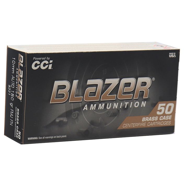 CCI 5221 Blazer Brass Handgun 10mmAuto 180gr Full Metal Jacket 50 Per Box/20 Case
