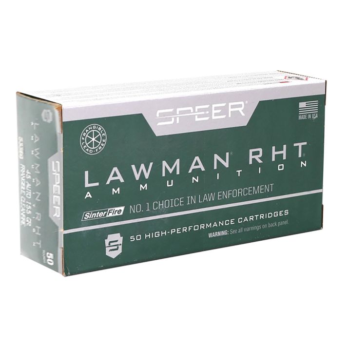 Speer 53395 Lawman Training RHT 45ACP 155gr SinterFire Frangible 50 Per Box/20 Case