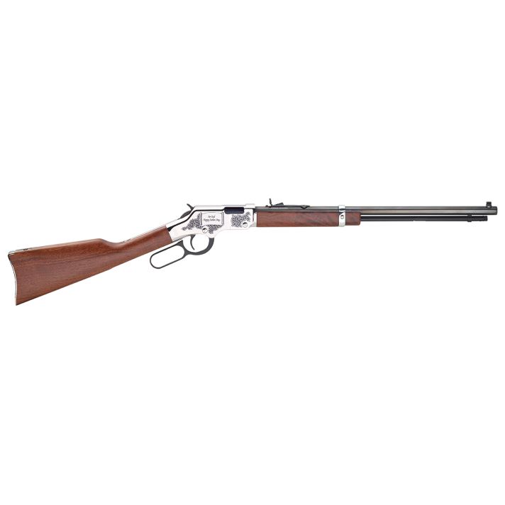 Henry H004SFD Golden Boy Fathers Day Full Size 22 Long/22 LR/22 Short, 16 LR/21 Short, 20" Blued Octagon Barrel Nickel-Plated Steel Receiver American Walnut Right Hand