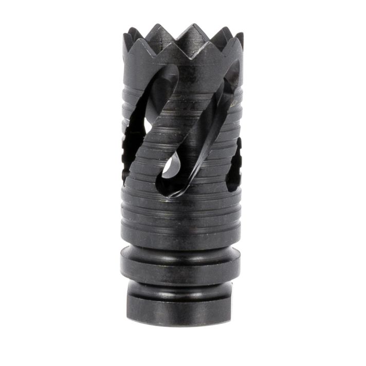 TacFire MZ10219MM Thread Crown Muzzle Brake Black Oxide Steel with 1/2"-36 tpi Threads, 2.05" OAL & 0.87" Diameter for 9mm Luger AR-Platform