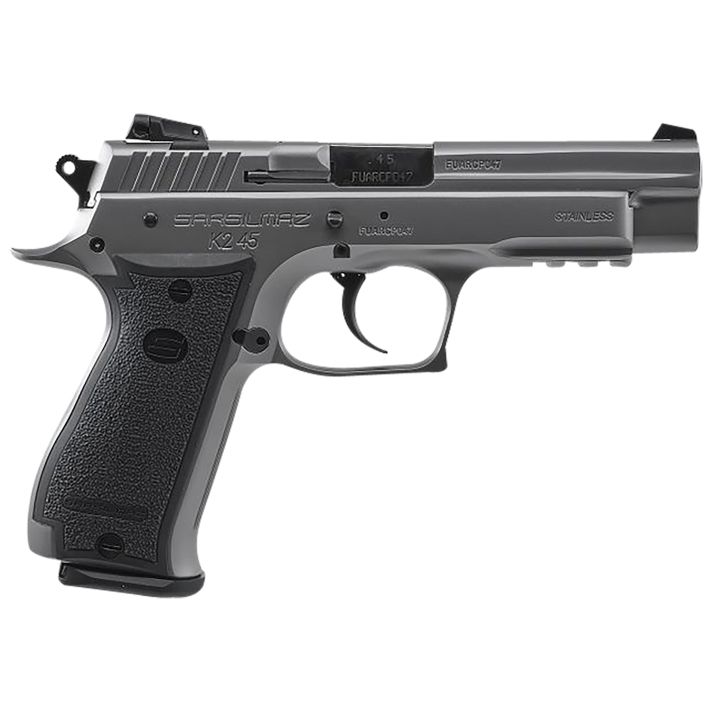 SAR USA K245ST10 K245 ACP Caliber with 4.70" Barrel, 10+1 Capacity, Overall Stainless Finish Steel, Picatinny Rail/Beavertail Frame, Serrated Slide & Black Polymer Grip