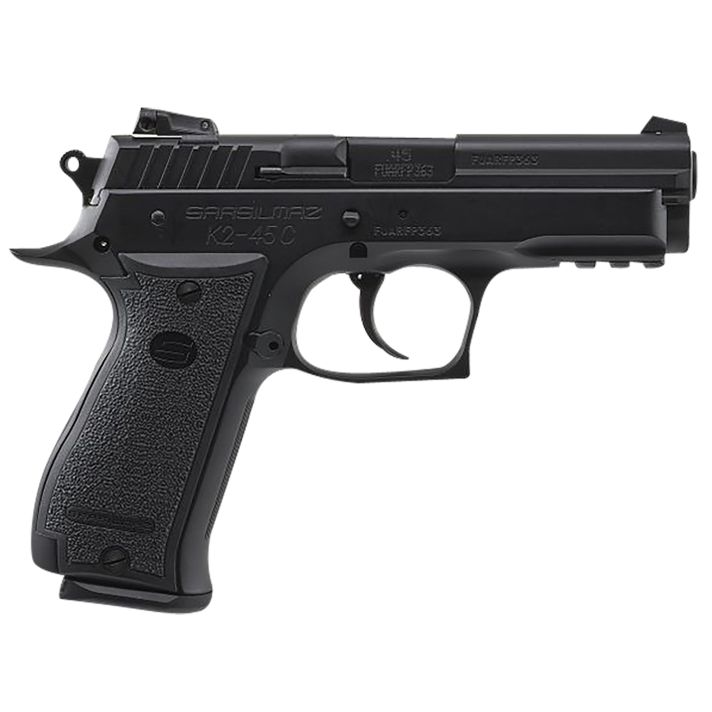 SAR USA K245CBL K2Compact 45 ACP 13+1 4.70" Black Steel Barrel, Black Oxide Steel Serrated Slide, Black Oxide Steel Frame w/Beavertail & Picatinny Rail, Black Polymer Grip, Right Hand