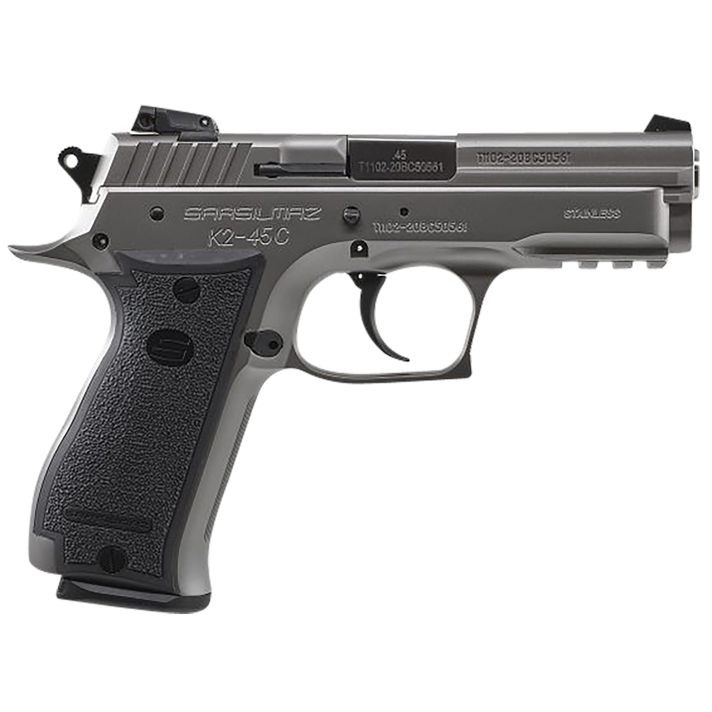 SAR USA K245CST K2Compact Frame 45 ACP 13+1 4.20" Black Steel Barrel, Black Serrated Slide, Black Steel Frame w/Beavertail & Picatinny Rail, Black Polymer Grip, Right Hand