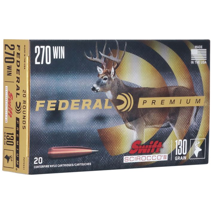 Federal P270SS1 Premium270Win 130gr Swift Scirocco II 20 Per Box/10 Case