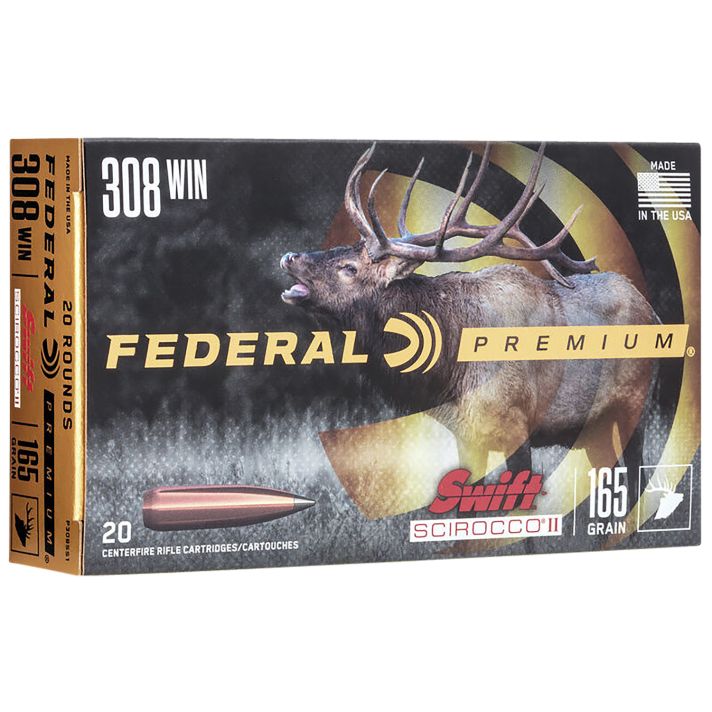 Federal P308SS1 Premium308Win 165gr Swift Scirocco II 20 Per Box/10 Case