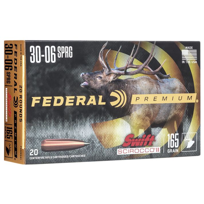 Federal P3006SS1 Premium30-06Springfield 165gr Swift Scirocco II 20 Per Box/10 Case