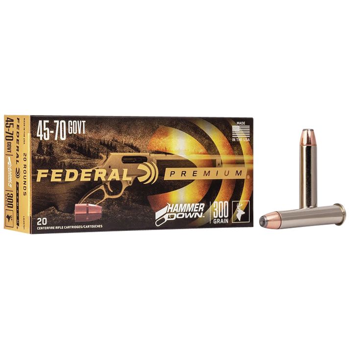 Federal LG45701 Premium HammerDown 45-70Gov 300gr Bonded Soft Point 20 Per Box/10 Case