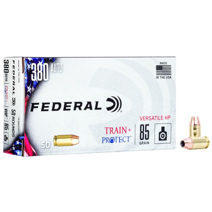 Federal TP380VHP1 Train + Protect380ACP 85gr Versatile Hollow Point 50 Per Box/10 Case