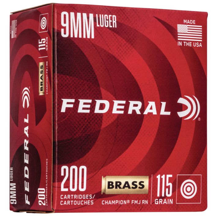 Federal WM51992 Champion Training 9mmLuger 115gr Full Metal Jacket 200 Per Box/5 Case