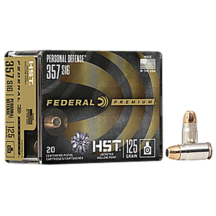 Federal P357SHST1S Premium Personal Defense 357Sig 125gr HST Jacketed Hollow Point 20 Per Box/10 Case
