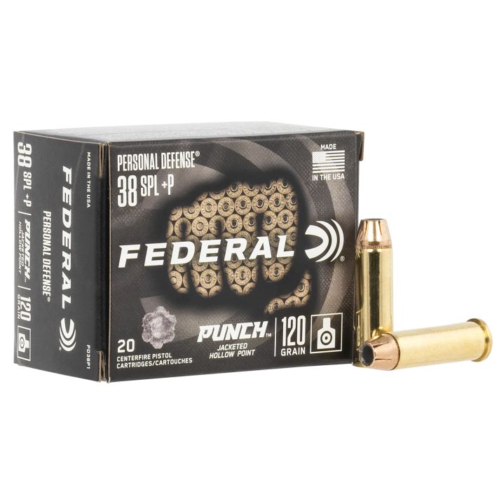 Federal PD38P1 Punch Personal Defense 38Special+P 120gr Jacketed Hollow Point 20 Per Box/10 Case