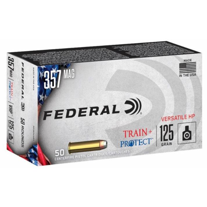 Federal TP357VHP1 Train + Protect357Mag 125gr Versatile Hollow Point 50 Per Box/10 Case