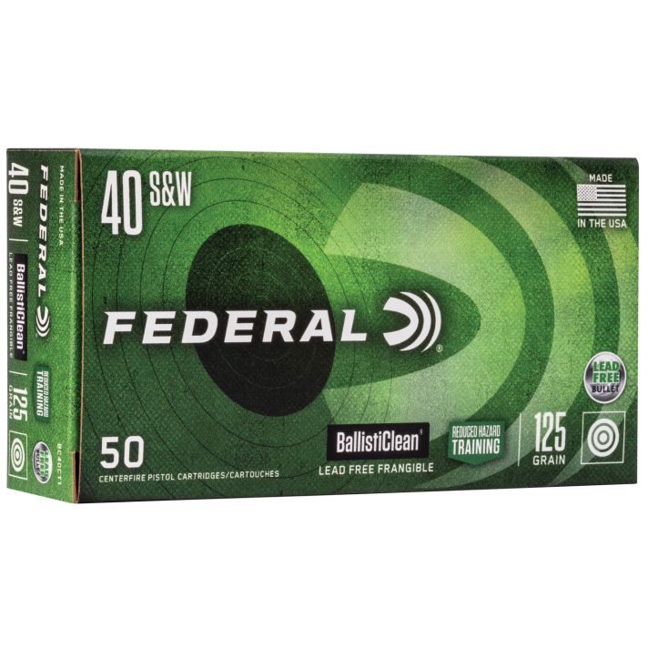 Federal BC40CT1 BallistiClean Reduced Hazard Training 40S&W 125gr Lead Free Frangible 50 Per Box/20 Case
