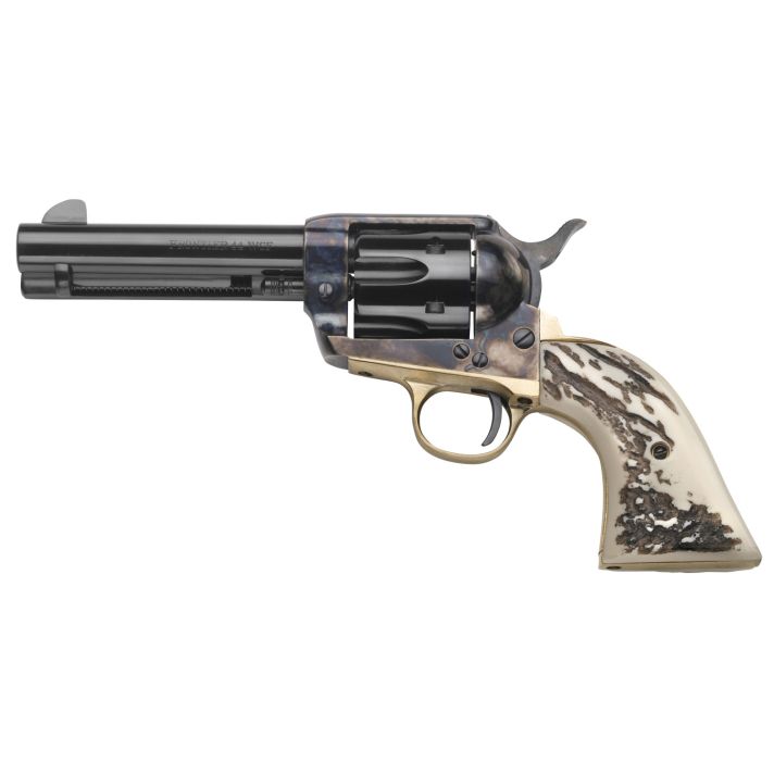 Taylors & Company 200071 1873 Cattleman 357 Mag Caliber with 4.75" Blued Finish Barrel, 6rd Capacity Blued Finish Cylinder, Color Case Hardened Finish Steel Frame & Imitation Stag Grip