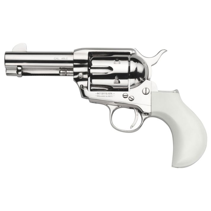 Taylors & Company 200073 1873 Cattleman 357 Mag Caliber with 3.50" Barrel, 6rd Capacity Cylinder, Overall Nickel-Plated Finish Steel & Ivory Birdshead Synthetic Grip