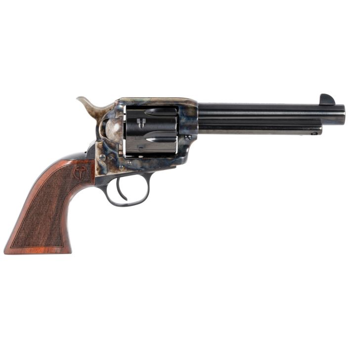 Taylors & Company 550813 Smoke Wagon45 Colt (LC) Caliber with 5.50" Blued Finish Barrel, 6rd Capacity Blued Finish Cylinder, Color Case Hardened Finish Steel Frame & Checkered Walnut Grip