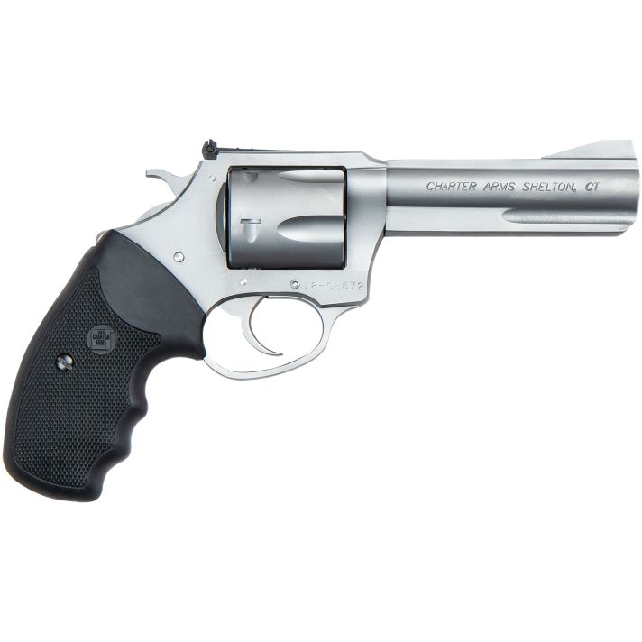 Charter Arms 73542 Mag Pug Target Large 357 Mag, 5 Shot 4.20" Matte Stainless Steel Barrel, Cylinder & Frame w/Black Finger Grooved Rubber Grip