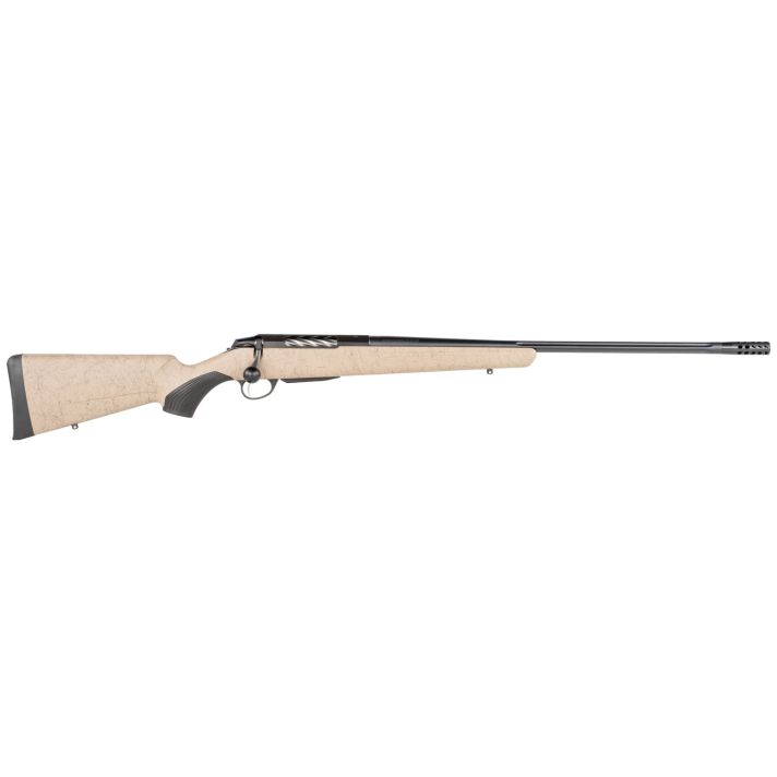 Tikka JRTXRT318 T3x Lite 270 Win 3+1 22.40" Fluted/Threaded, Black Barrel/Rec, Black Webbed Tan Roughtech Synthetic Stock, Interchangeable Grip, Muzzle Brake