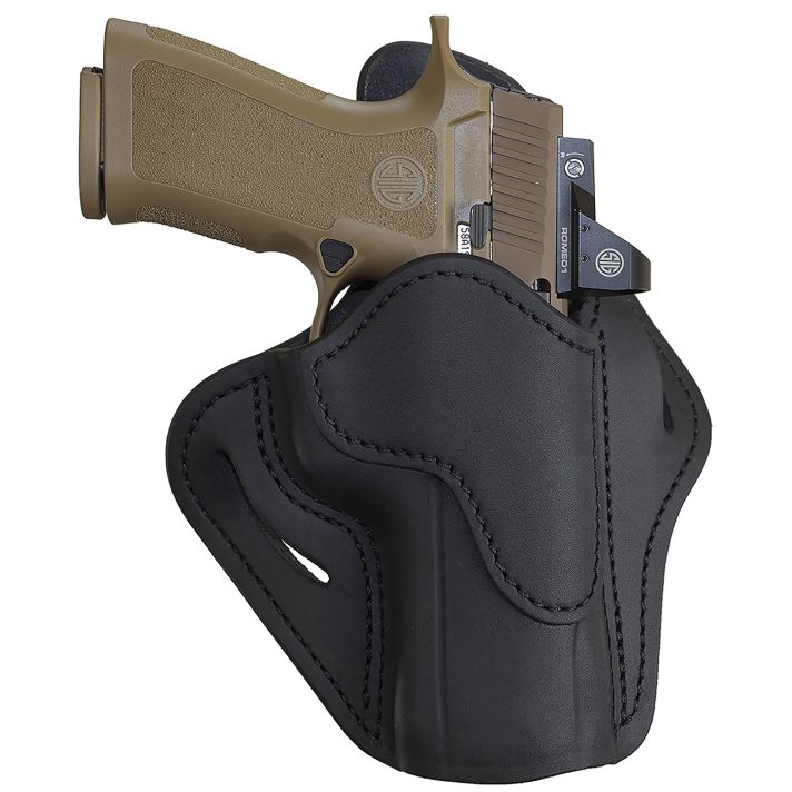 1791 Gunleather ORBH24SBLR BH2.4 Optic Ready OWB 2.4 Stealth Black Leather Belt Slide Fits Walther PPQ/Sig P320/Springfield XD-M
