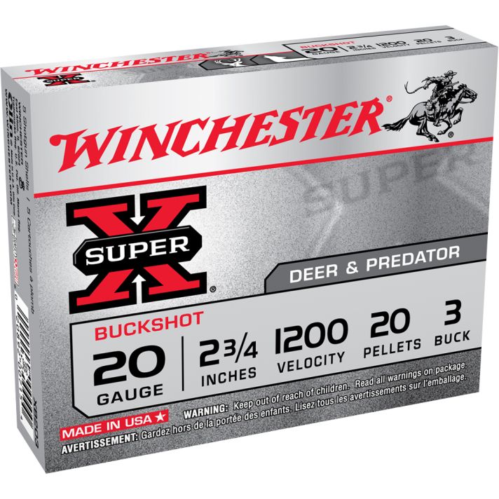 Winchester Ammo XB203VP Super X20Gauge 2.75" 20Pellets 3Buck Shot 15 Per Box/10 Case *Value Pack