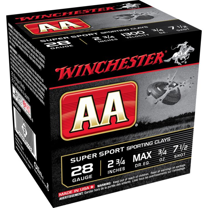 Winchester Ammo AASC287VP AA Sporting Clay 28Gauge 2.75" 3/4oz 7.5Shot 100 Per Box/5 Case