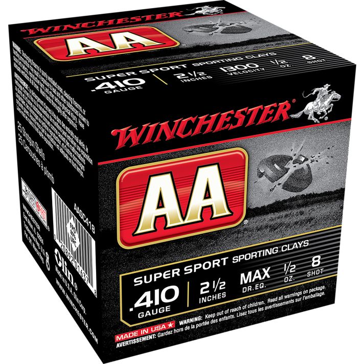 Winchester Ammo AASC418VP AA Sporting Clay 410Gauge 2.50" 1/2oz 8Shot 100 Per Box/5 Case