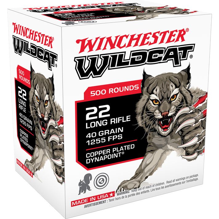 Winchester Ammo WW22LRB Wildcat22LR 40gr Copper Plated DynaPoint 500 Per Box/10 Case *Bulk