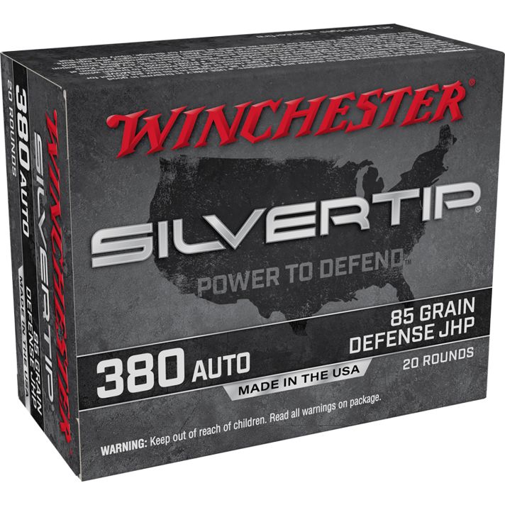Winchester Ammo W380ST Silvertip380ACP 85gr Silvertip Jacket Hollow Point 20 Per Box/10 Case