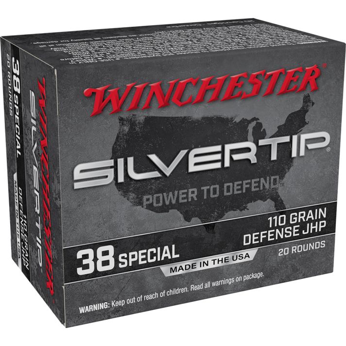 Winchester Ammo W38ST Silvertip38Special 110gr Silvertip Jacket Hollow Point 20 Per Box/10 Case