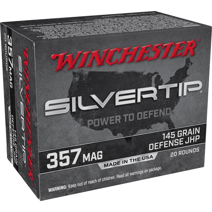 Winchester Ammo W357ST Silvertip357Mag 145gr Silvertip Jacket Hollow Point 20 Per Box/10 Case