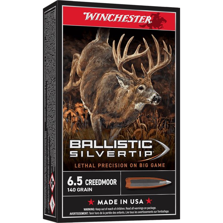 Winchester Ammo SBST65CM Ballistic Silvertip6.5Creedmoor 140gr Rapid Controlled Expansion Polymer Tip 20 Per Box/10 Case