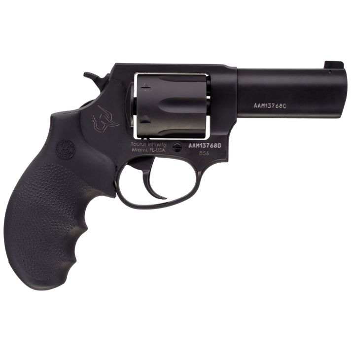 Taurus 285631NS 856 Defender 38 Special +P Caliber with 3" Barrel, 6rd Capacity Cylinder, Overall Matte Black Finish Stainless Steel, Finger Grooved Black Hogue Rubber Grip & Night Front Sight