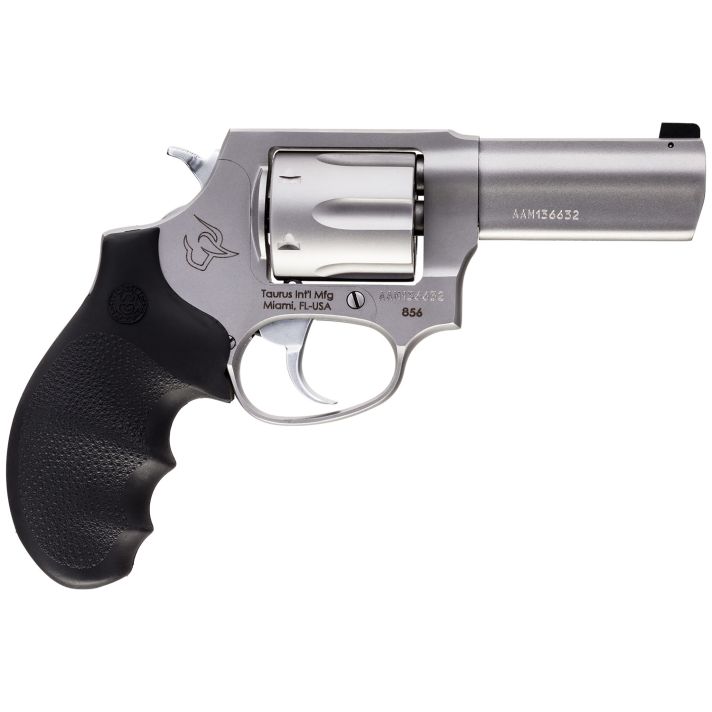 Taurus 285639NS 856 Defender 38 Special +P Caliber with 3" Barrel, 6rd Capacity Cylinder, Overall Matte Finish Stainless Steel, Finger Grooved Black Hogue Rubber Grip & Night Front Sight