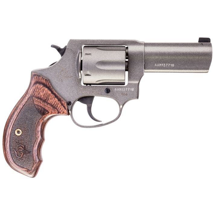 Taurus 28563CNS 856 Defender 38 Special +P Caliber with 3"Barrel, 6rd Capacity Cylinder, Overall Tungsten Gray Cerakote Finish Steel, Altamont Wood Grip & Night Front Sight