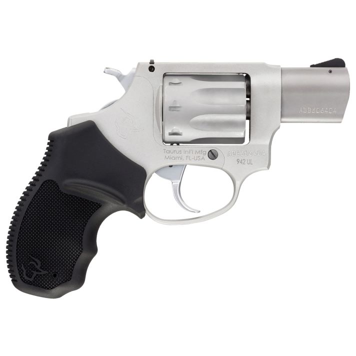 Taurus 2942029UL 942 Ultra-Lite 22 LR 8rd 2" Matte Stainless Finish Barrel, Matte Stainless Finish Cylinder, Stainless Anodized Finish Aluminum Frame & Finger Grooved Black Polymer Grip